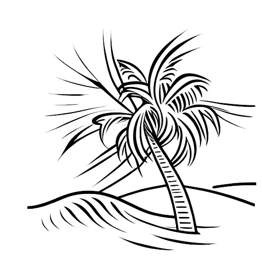 A Surfer Catching A Wave With A Palm Tree Silhouette In The Background