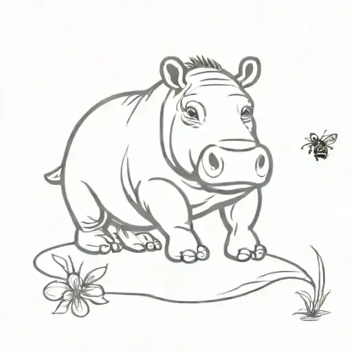 Hippo With A Bee Sitting