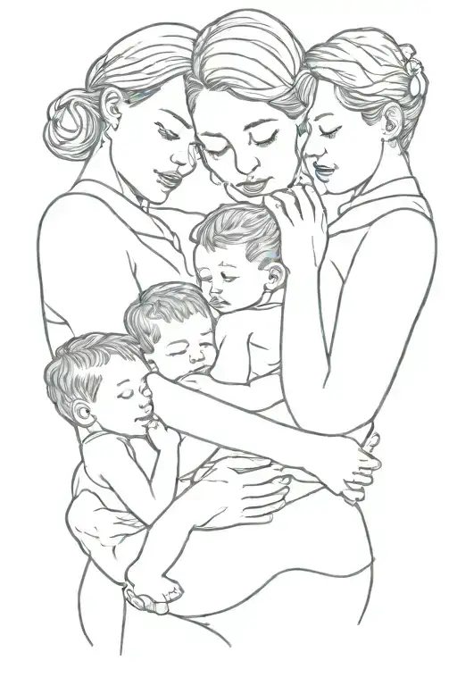 Mother Holding Four Sons