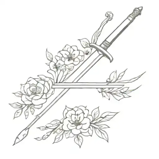Sword With Flowers Around