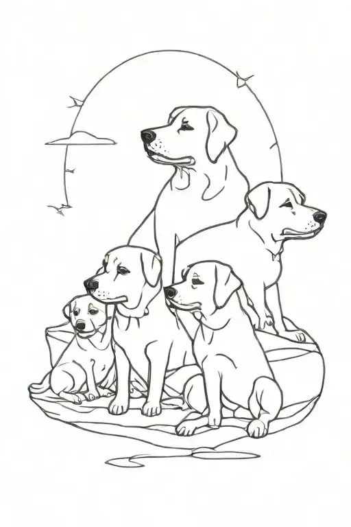 Children Dogs Silhouette Surrounded