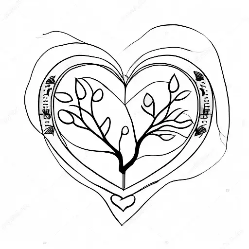 A Minimalist Family Tree With Heart-shaped Leaves