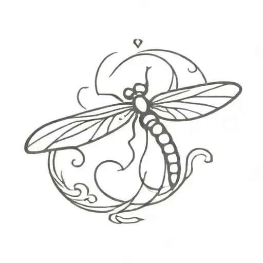 Small Dragonfly Tattoo With Q And Heart