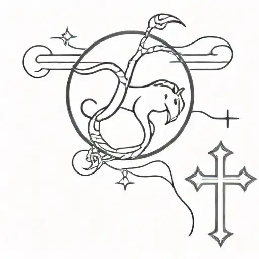 Leo & Scorpio Zodiac Sign With Catholic Cross