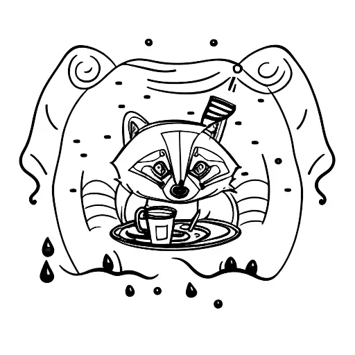 Raccoon Relaxing On A Beach Chair With A Drink That Has A Little Umbrella