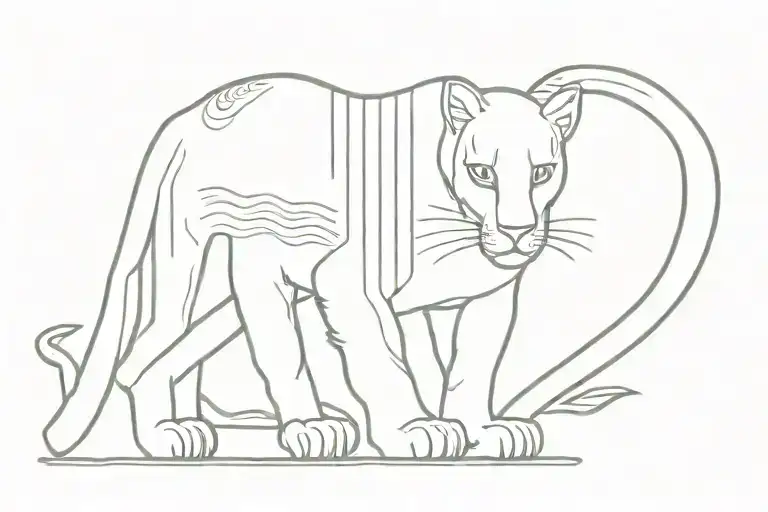 Puma In Mountain Fine Line Minimalist Style In Rectangular Stripe