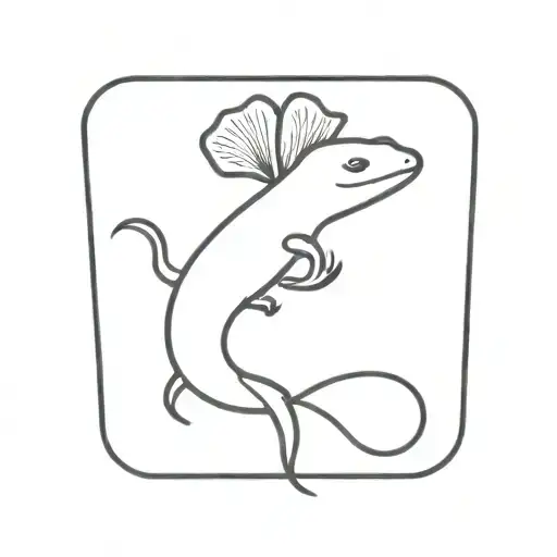 Salamander With A Poppy Coming Out Of Its Mouth