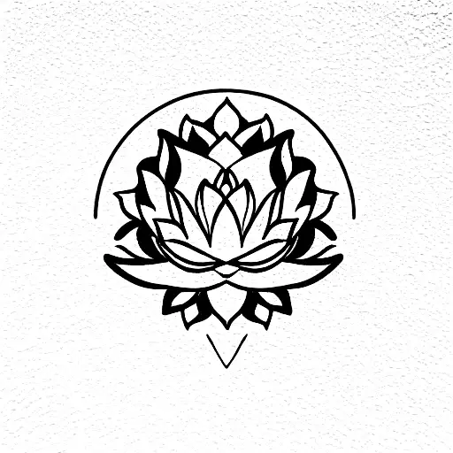 Lotus Flower With Moon Cycle And Yoga