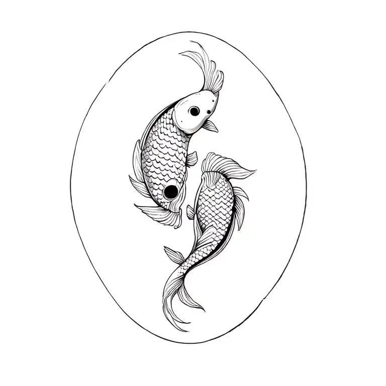 Black And White Koi Fish Yin Yang