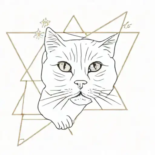 The Face Of A Scottish Fold Cat Is Placed In A Star