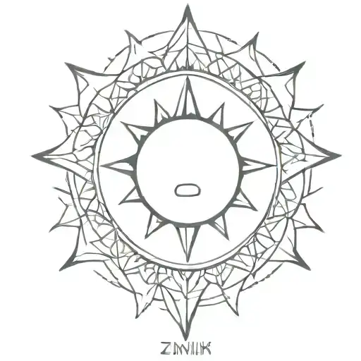 A Minimalist Sun Design Incorporating The Word 'Zintzilik'