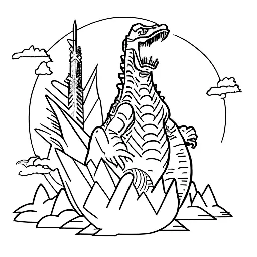 Godzilla Falling Into A Portal