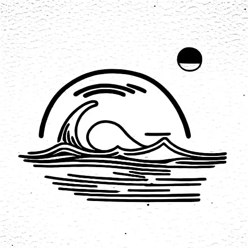 Sunset On The Beach With A Hidden M In The Waves