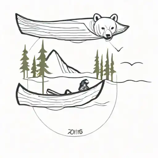 Upside Down Canoe With A Bear On Top