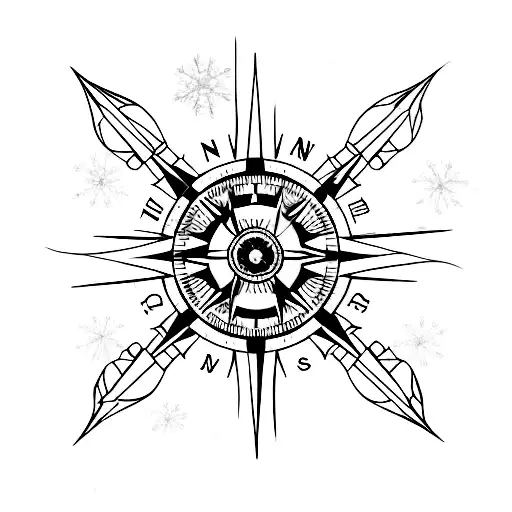 Compass With Snowfalkes