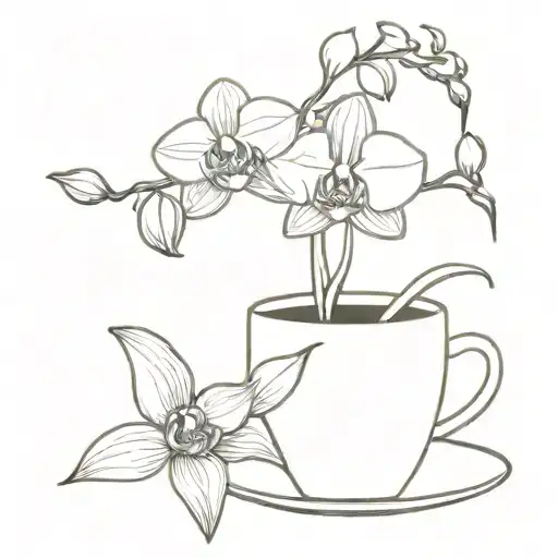 Orchid & Coffee Cup