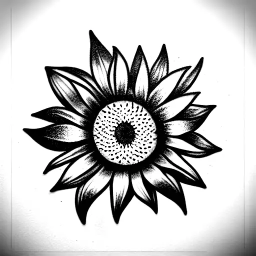 Minimalist Dainty Black Sunflower With The Same Meg Intertwined