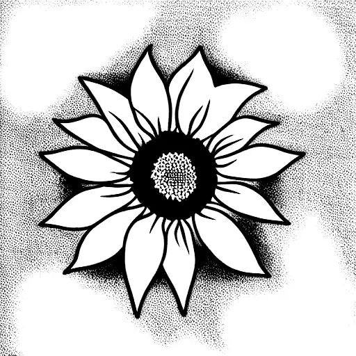Minimalist Thin Outline Dainty Black Sunflower With The Same Meg Intertwined