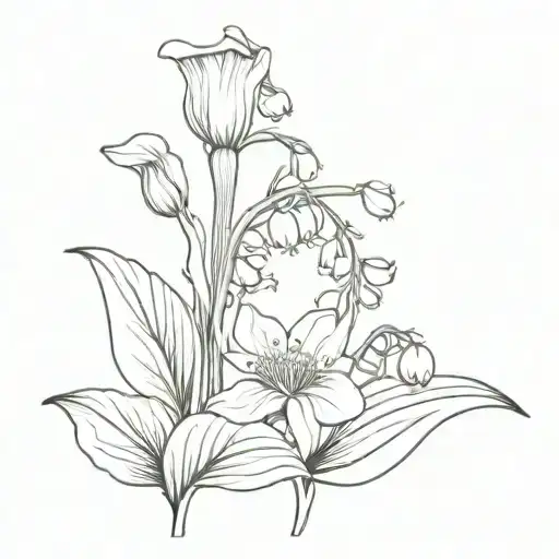 Lily Of The Valley And Chrysanthemen Flower Fine Line