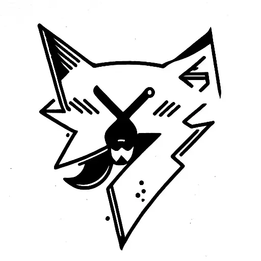 Fox Head With A Knife In His Mouth