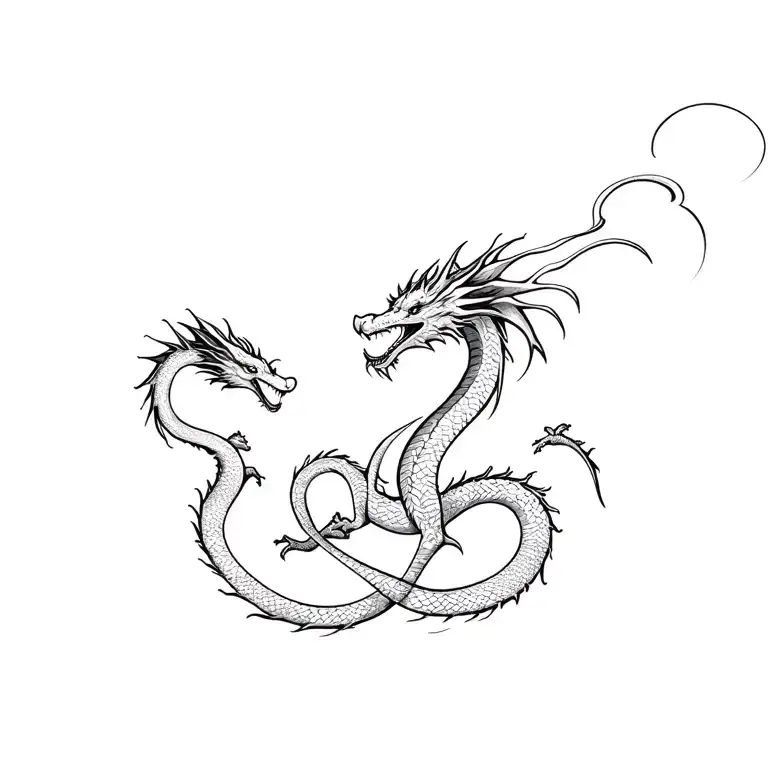 Dragon Family Playing Together