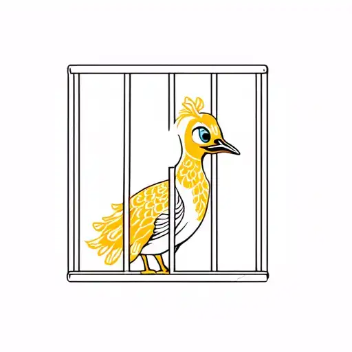 Daisy Duck Style Blonde Peacock Behind Jail Bars