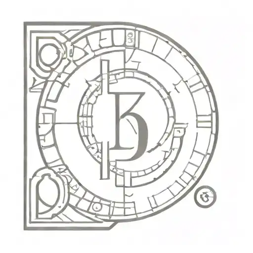 Greek Letter D And Number 5 Within A Clock Face