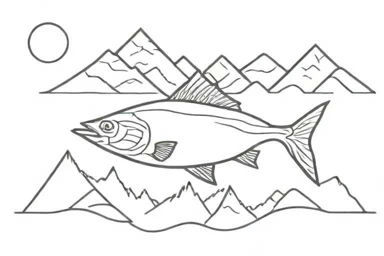 Christian Fish With Mountains Inside Of It