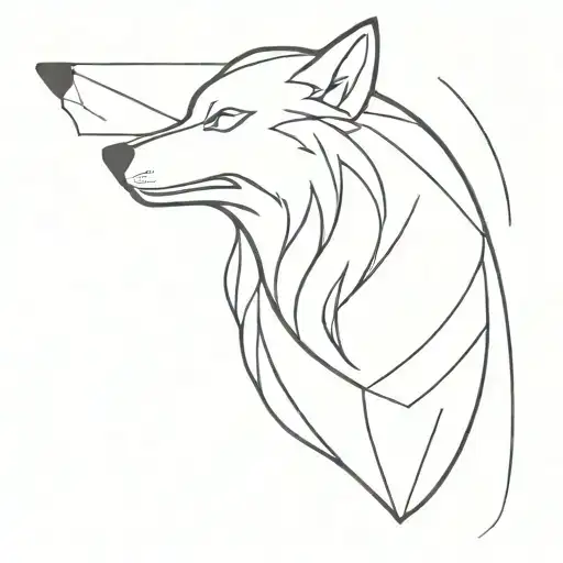 Single Line Minimal Wolf Tattoo Design