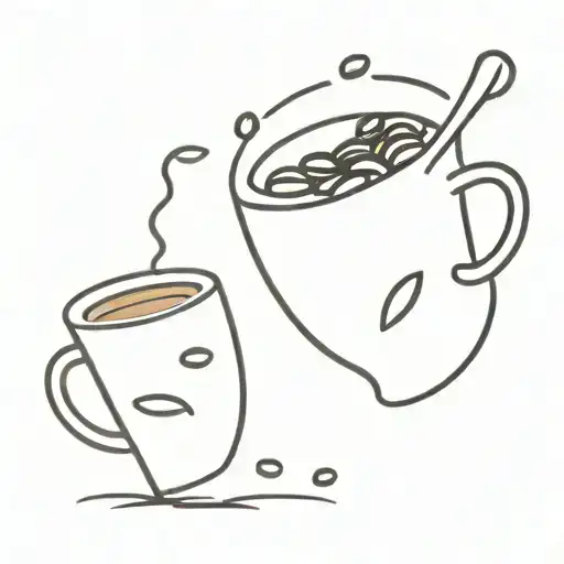 Minimal Couple Tattoo Who Loves Coffee Beans Pouring