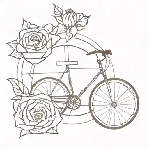 A Minimalist Design Of A Bicycle Wheel Incorporating A Rose And A Cross
