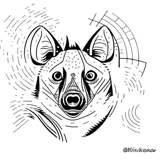 A Minimalist Tattoo Of A Hyena With Abstract Lines And Patterns