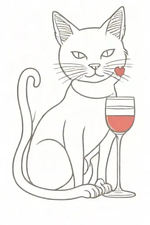 A Cat Holding A Red Wine Glass
