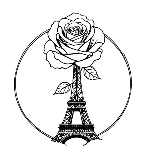 Eiffel Tower Rose Wrapped Round