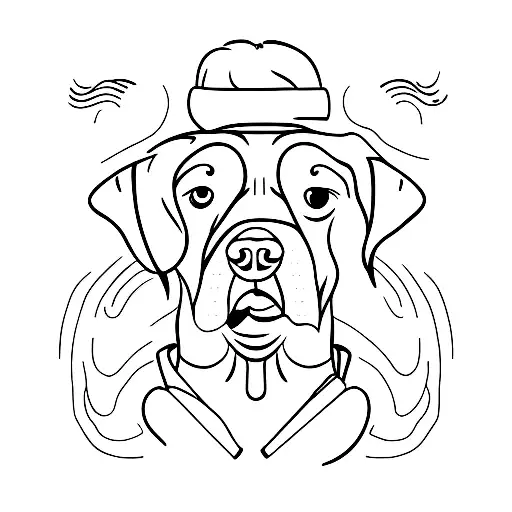 A Minimalist Tattoo Of A Dog Playing A Guitar