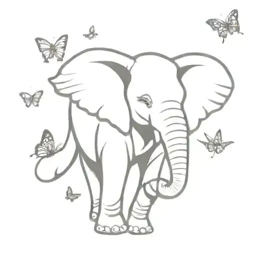 Elephant Playing With Butterflies