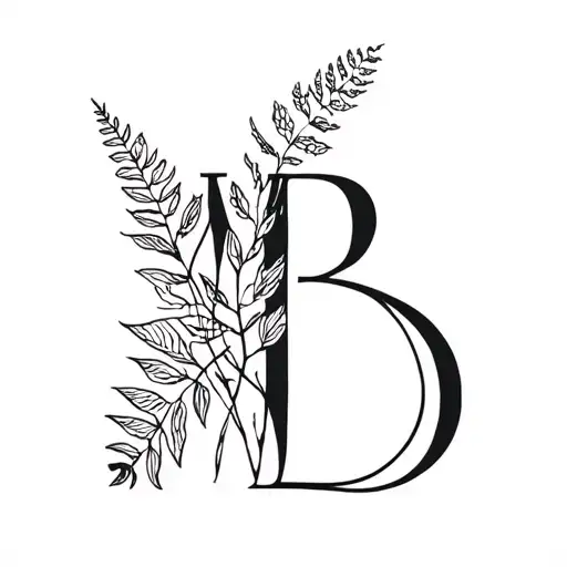 M And B Initials Intertwined With Nature Elements Like Leaves And Or Ferns