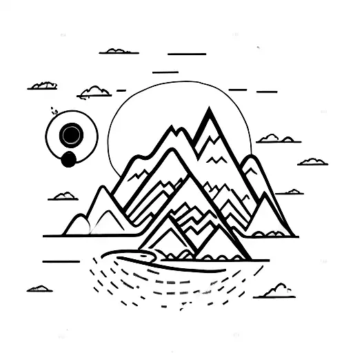 A Majestic Mountain Landscape With A Hockey Puck Shooting Across The Sky