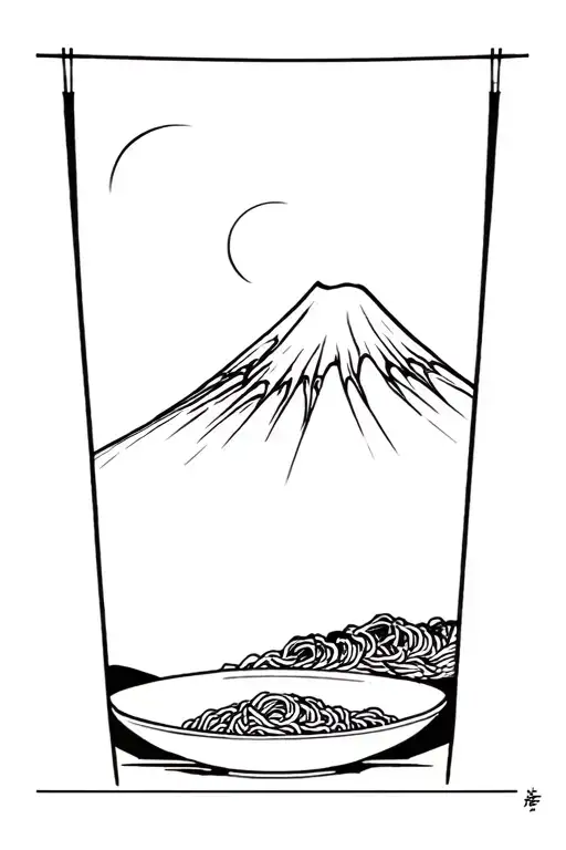 Ramen Mt Fuji Background Black