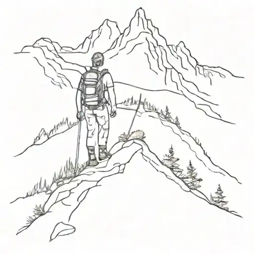 A Minimalist Sketch Of A Mountain Hike With My Son Oliver