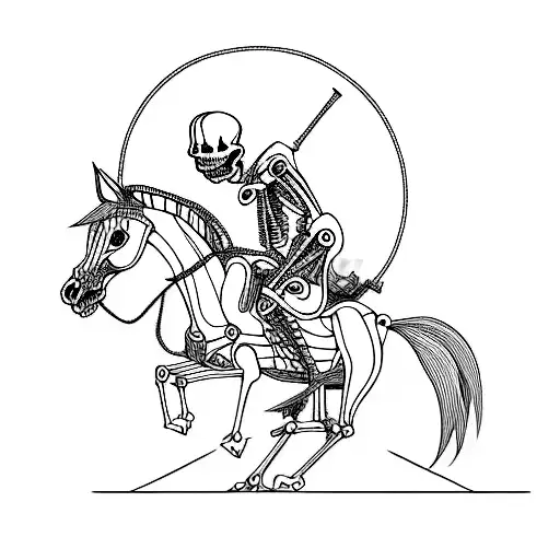 A Skeleton Riding A Horse