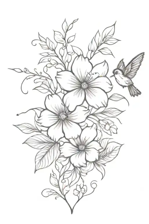 Floral With Bird And Butterfly