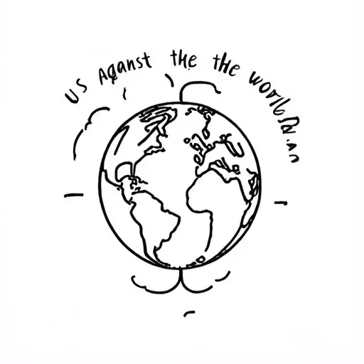 Us Against The World With A Globe Surrounded