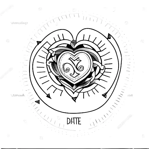 Circle With 3 Date Of Births And Heart In The Middle