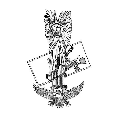 An Eagle And A Statue Of Liberty
