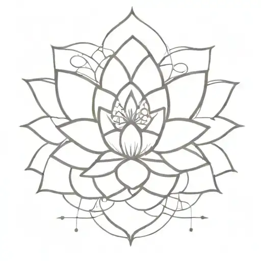 Lotus Flower With Mandala Design Around It