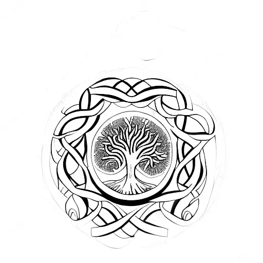 Tree Of Life Circle Lace Motive Underneath