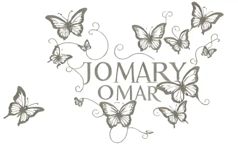 A Word 'Jomary' With Little Butterflies Surrounding