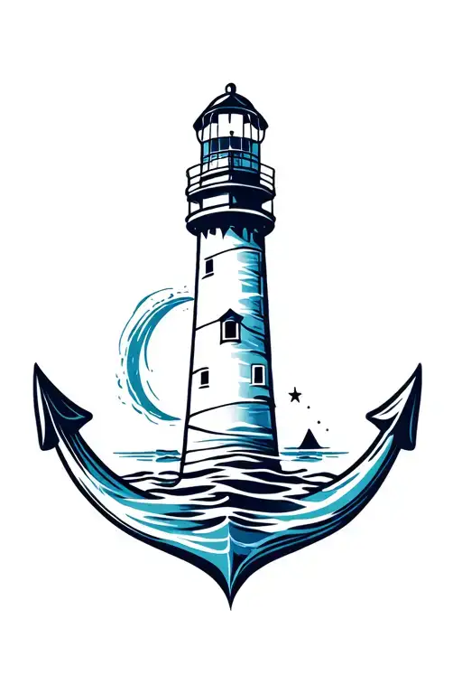 Lighthouse Within An Anchor Outline