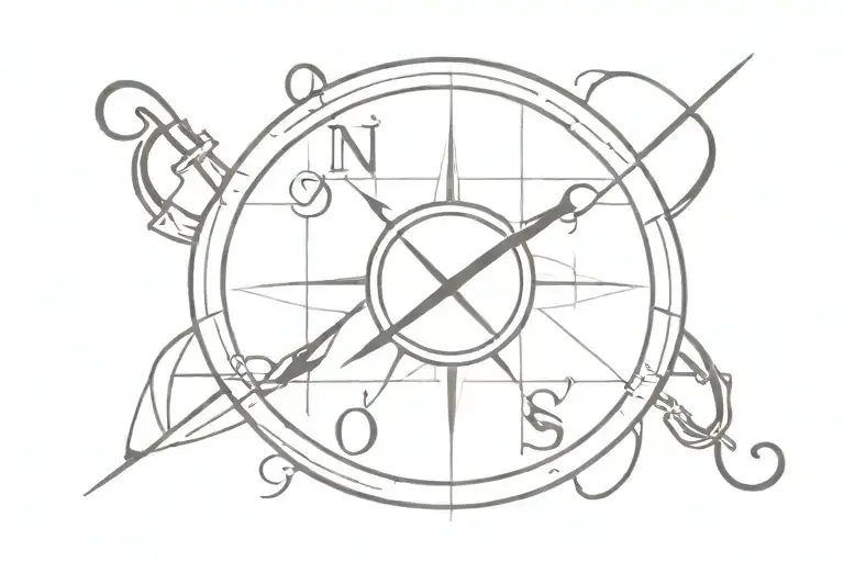 Infinity Symbol With Compass And Anchor In Each Side